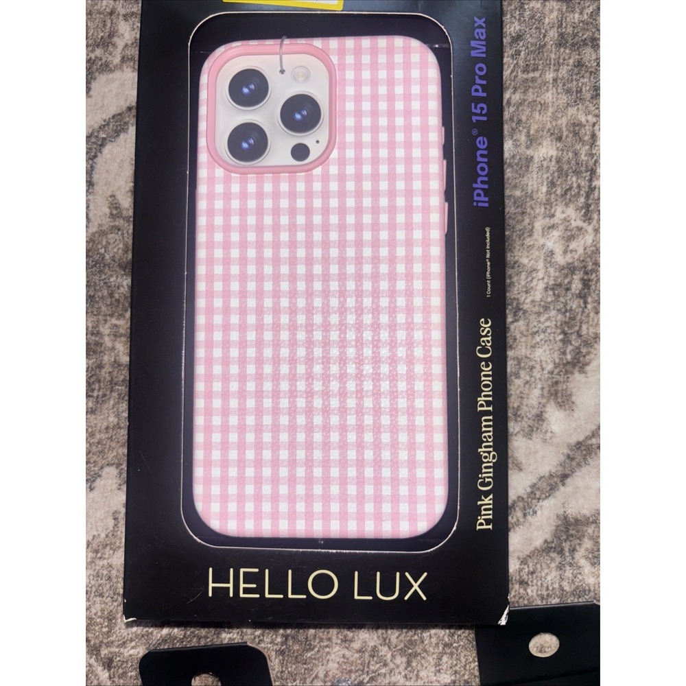 HELLO LUX IPHONE 15 Pro Max CASE - Pink White Gingham